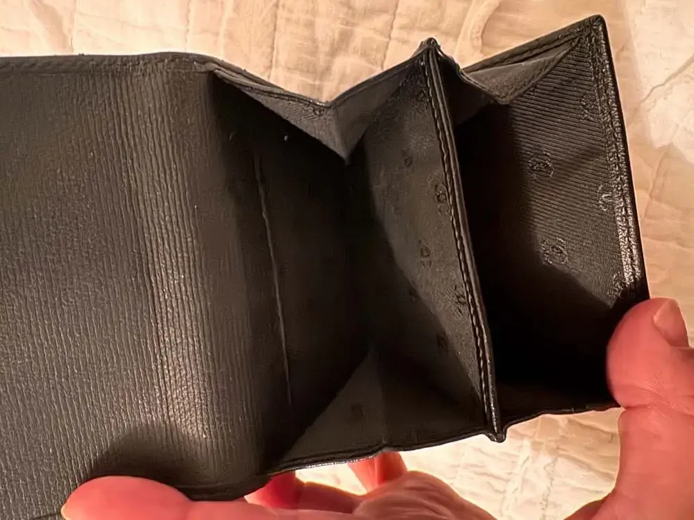 Chanel Black Caviar Leather Coco Button Trifold Compact Wallet